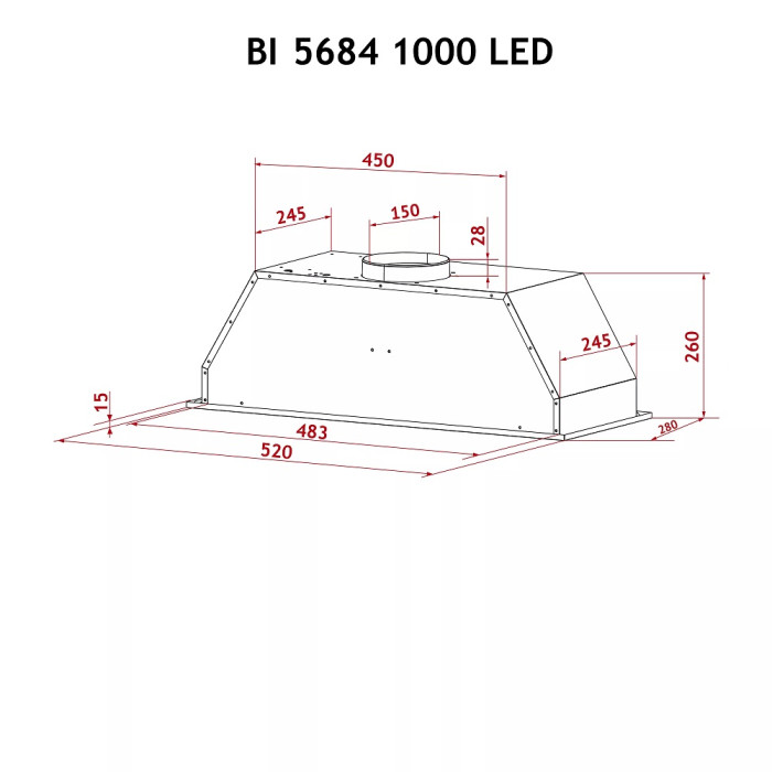 Витяжка Perfelli BI 5684 WH 1000 LED