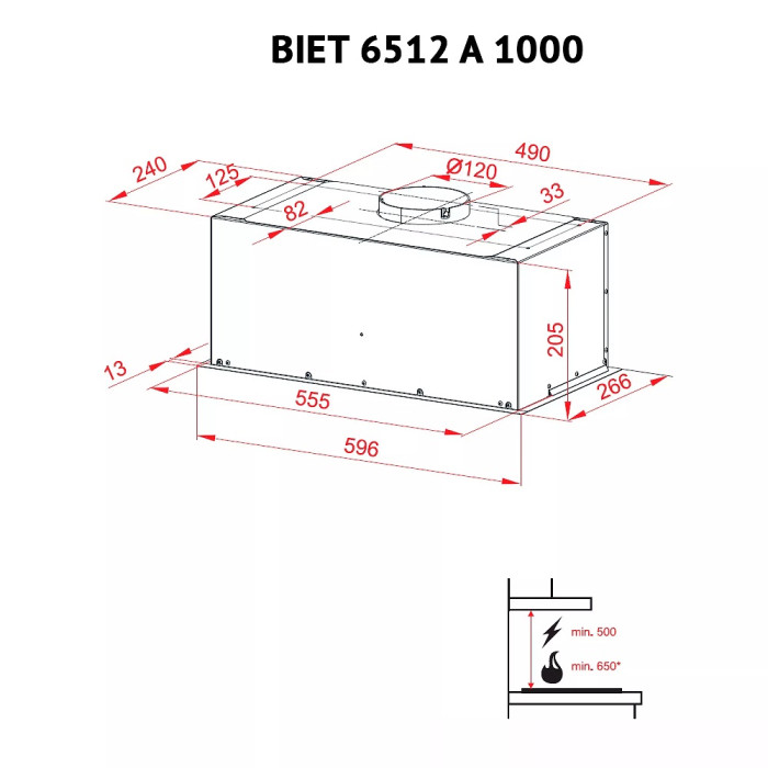 Витяжка Perfelli BIET 6512 A 1000 I LED