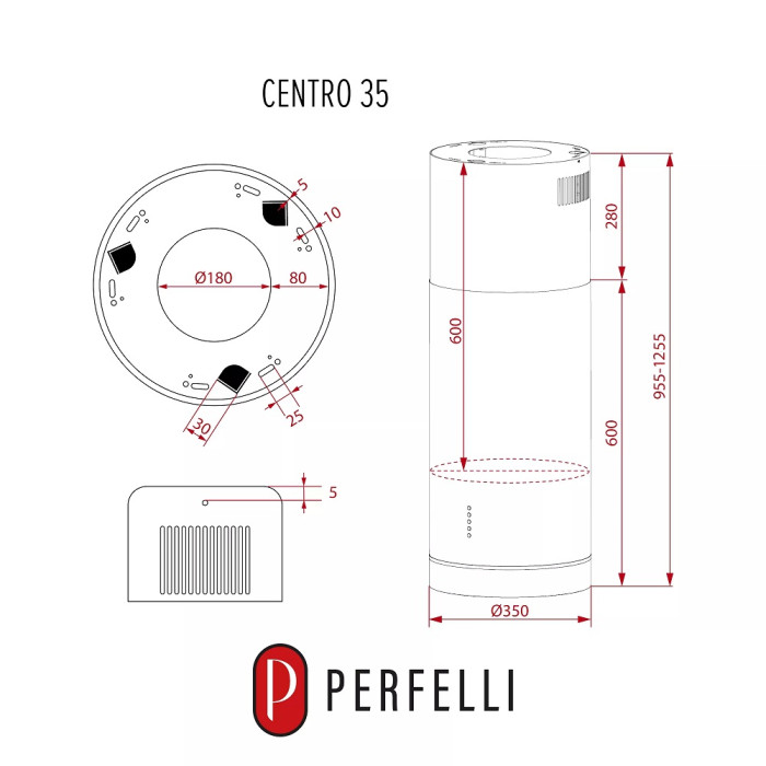 Витяжка Perfelli CENTRO 35PEB NERO