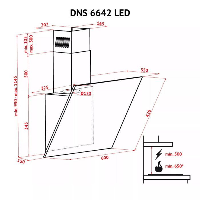 Витяжка Perfelli DNS 6642 BL LED