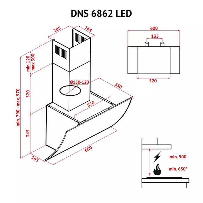 Витяжка Perfelli DNS 6862 W LED