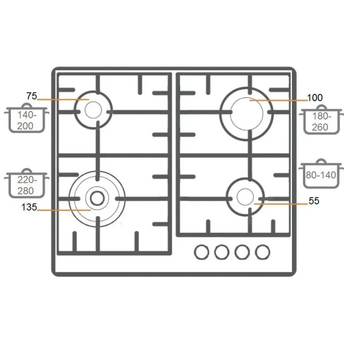 Варильна поверхня Fabiano FHGR 2744 VGHT Burgundy