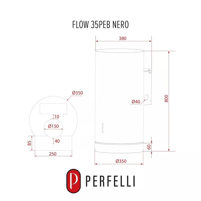 Витяжка Perfelli FLOW 35PEB NERO