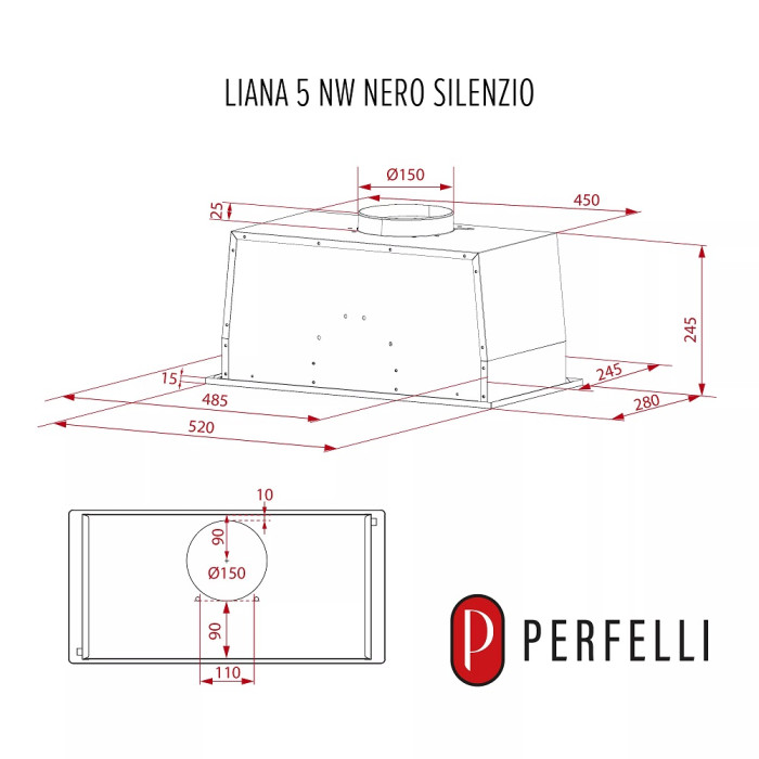 Витяжка Perfelli LIANA 5 NW NERO SILENZIO