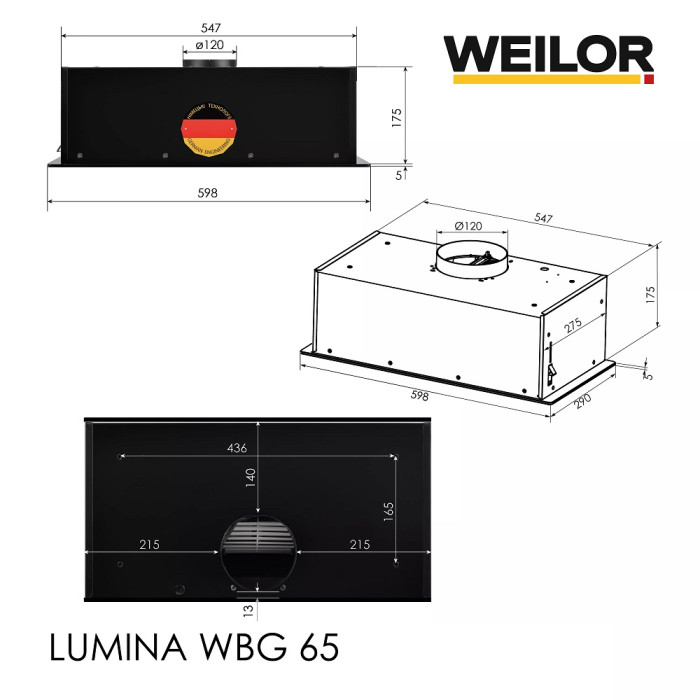 Витяжка Weilor LUMINA WBG 65 WHITE
