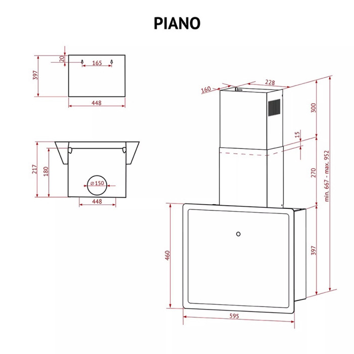 Витяжка Perfelli PIANO NERO
