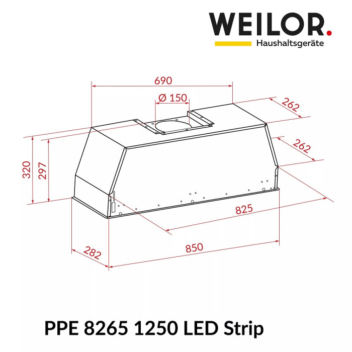 Витяжка Weilor PPE 8265 SS 1250 LED Strip