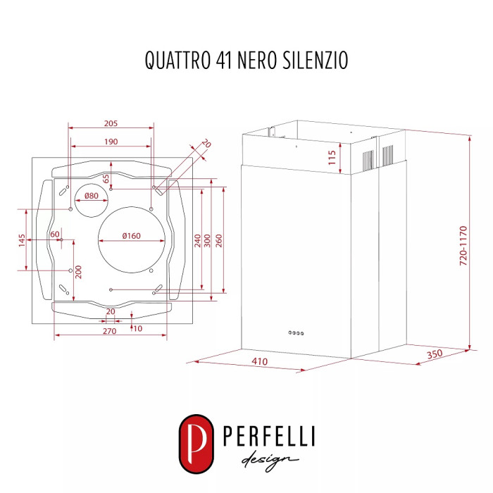 Витяжка Perfelli QUATTRO 41 NERO SILENZIO