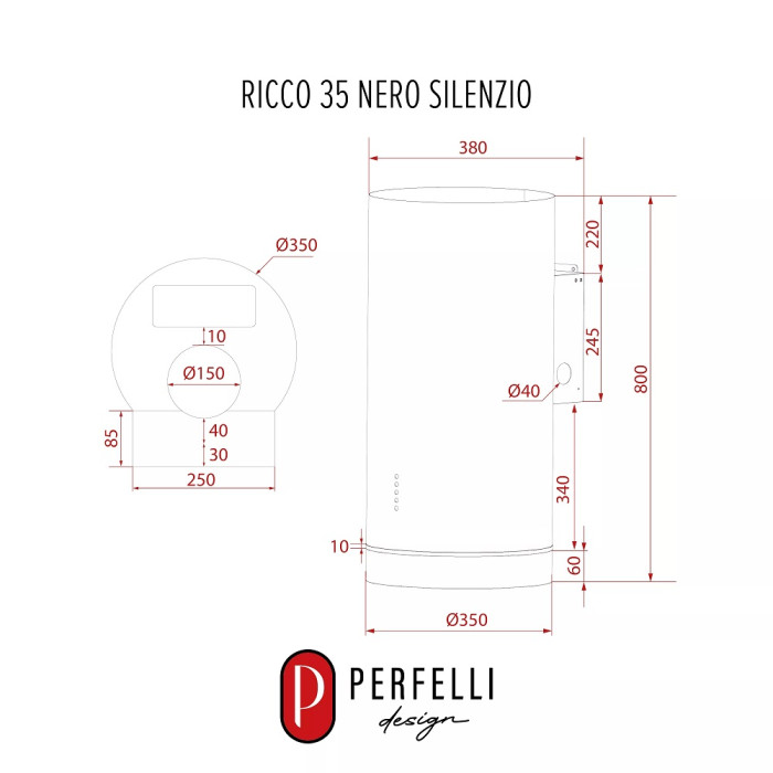 Витяжка Perfelli RICCO 35 NERO SILENZIO