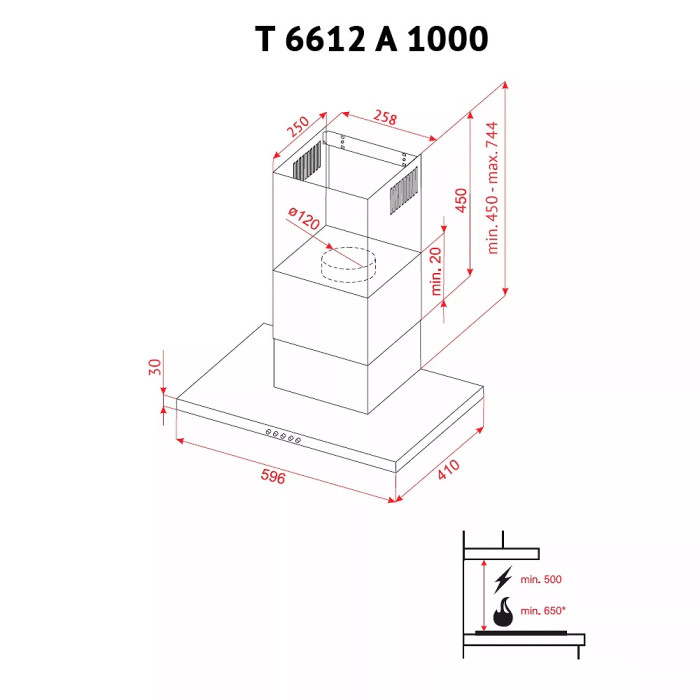 Витяжка Perfelli T 6612 A 1000 BL LED