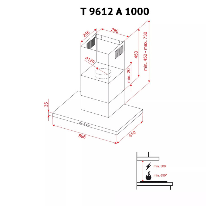 Витяжка Perfelli T 9612 A 1000 IV LED