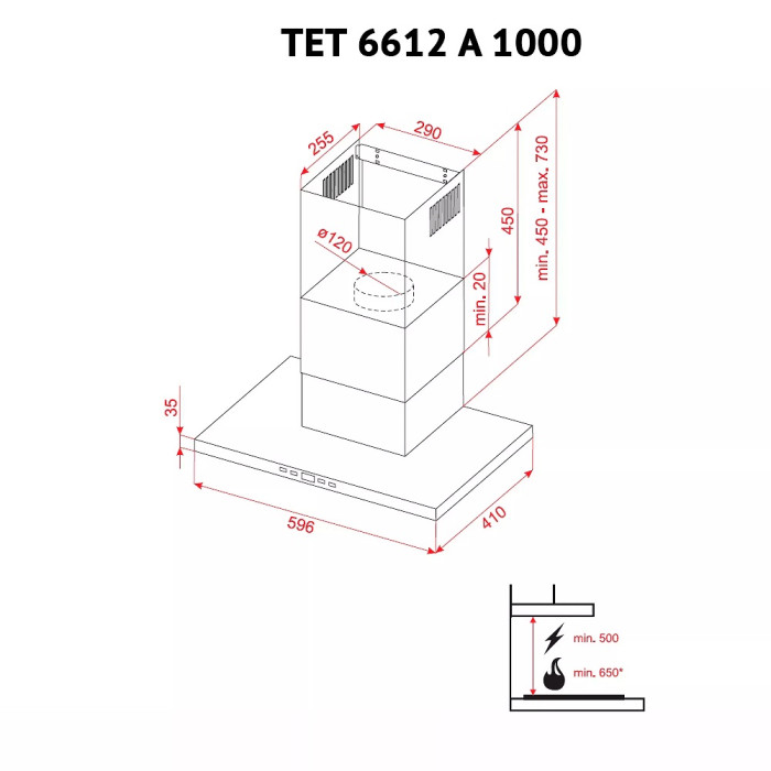 Витяжка Perfelli TET 6612 A 1000 I LED